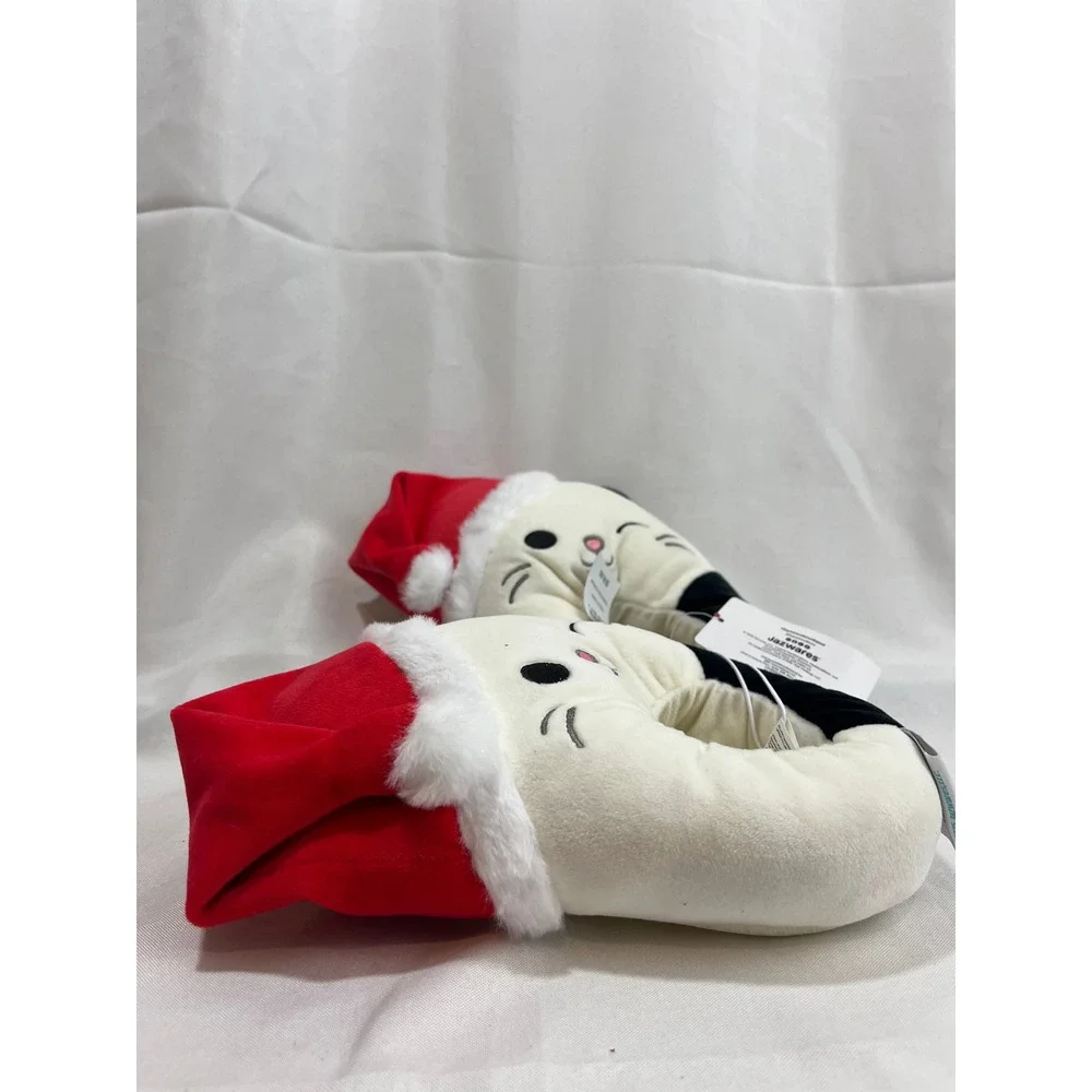Squishmallows Santa Hat Cat Christmas Slippers Off-White Kids Size 2/3 F5W0240